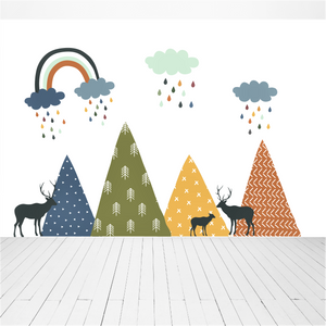 Tribal Pattern Mountains and Rainbow Wall Decals