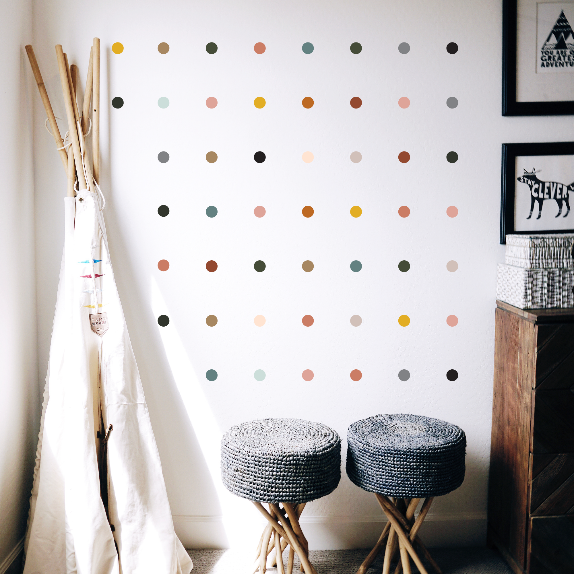 Tiny Boho Colored Dots Wall Decals