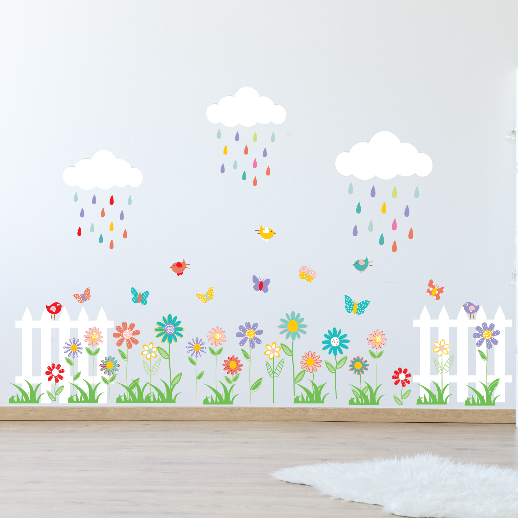 Daisy and Raindrops Wall Decals