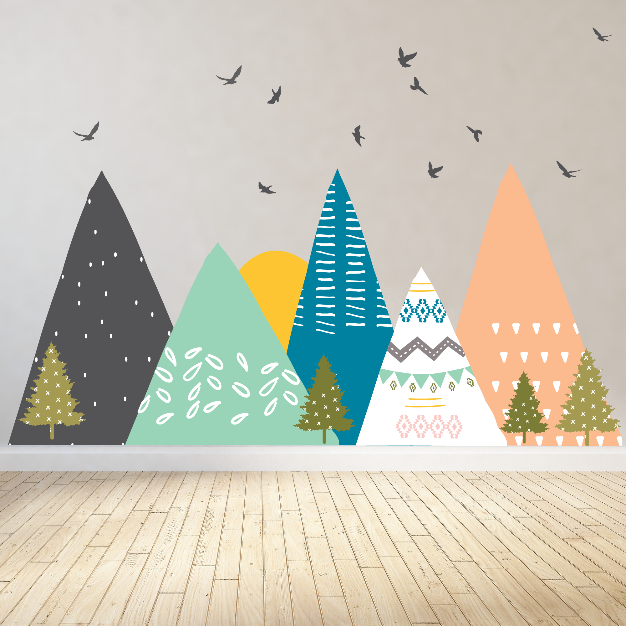 Patterned Mountain Wall Decals