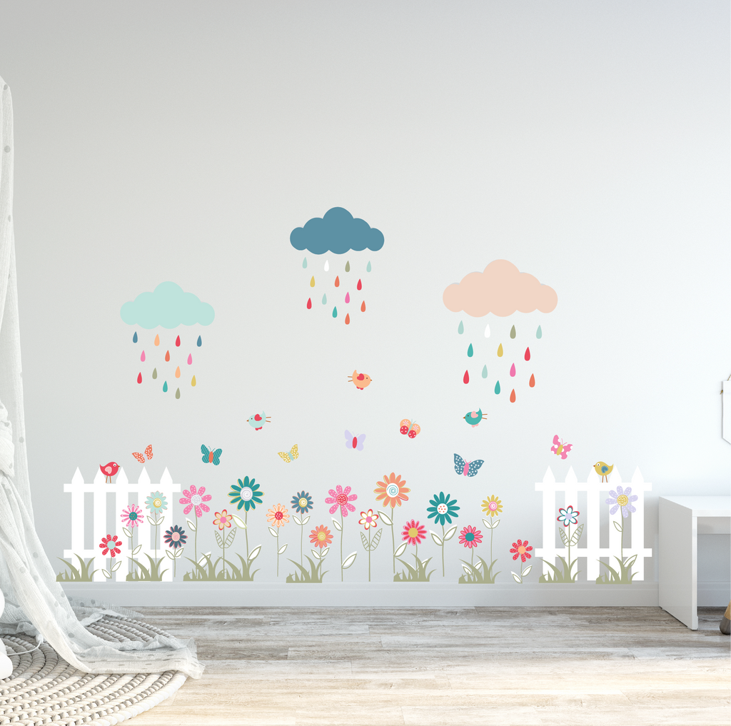 Daisy and Raindrops Wall Decals