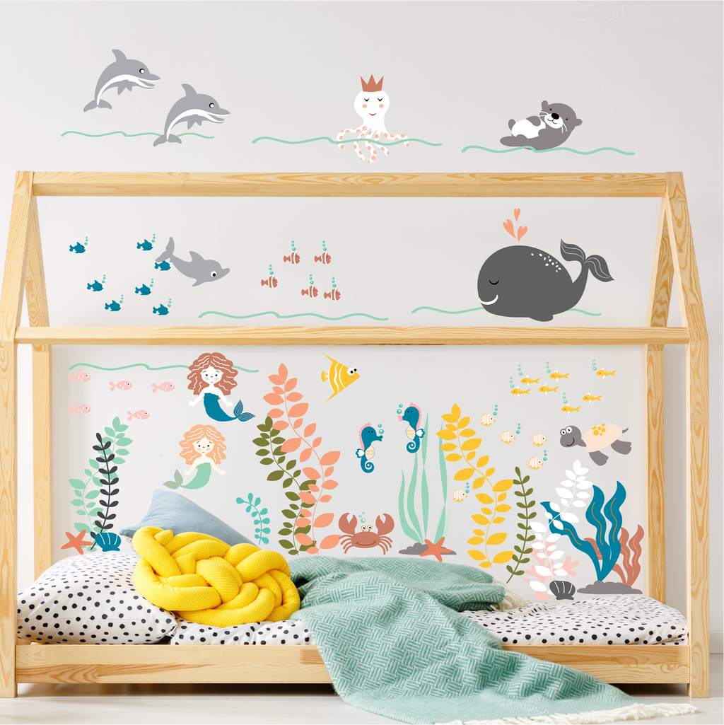Girls Under the Sea Wall Decals